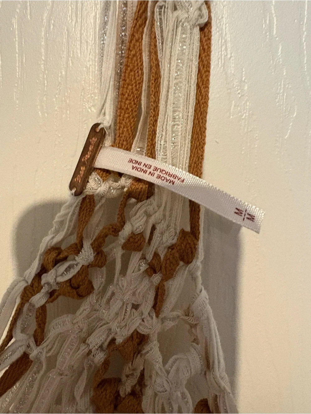 Free People Crochet Fringe Halter in Cream and Brown - Picture 4 of 4